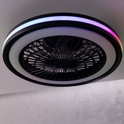 Brilliant - Plafonnier avec ventilateur PALMERO LED RGBW dimmable/40 W/230 V 2700–6500 K Ø 46,6 cm beige + télécommande