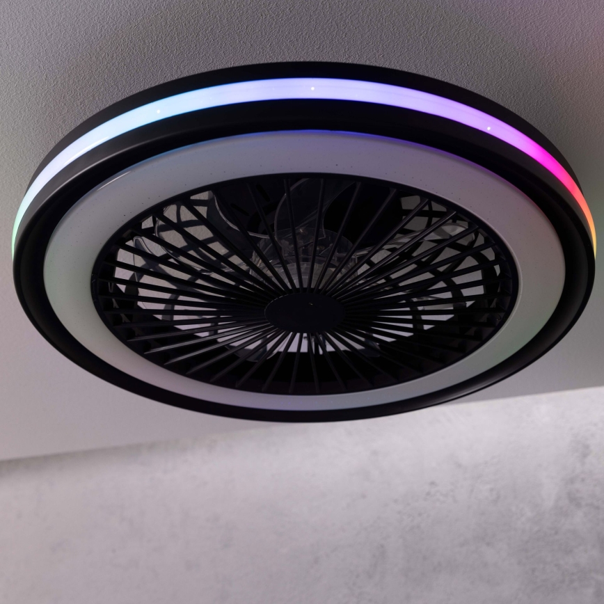 Brilliant - Plafonnier avec ventilateur PALMERO LED RGBW dimmable/40 W/230 V 2700–6500 K Ø 46,6 cm beige + télécommande