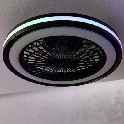 Brilliant - Plafonnier avec ventilateur PALMERO LED RGBW dimmable/40 W/230 V 2700–6500 K Ø 46,6 cm beige + télécommande