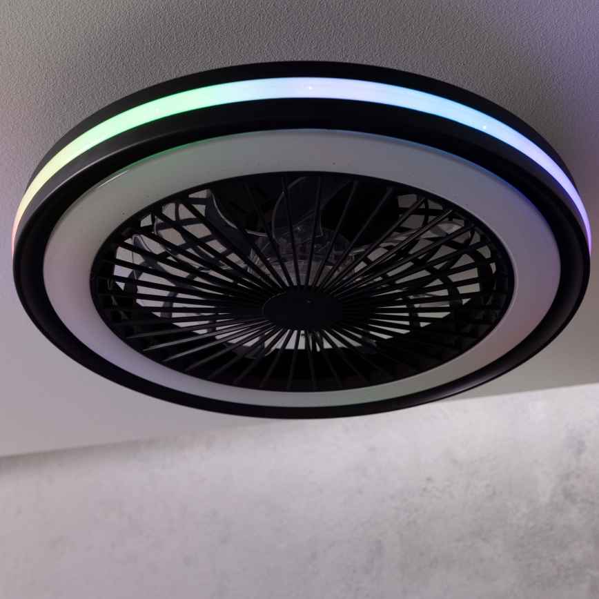 Brilliant - Plafonnier avec ventilateur PALMERO LED RGBW dimmable/40 W/230 V 2700–6500 K Ø 46,6 cm beige + télécommande