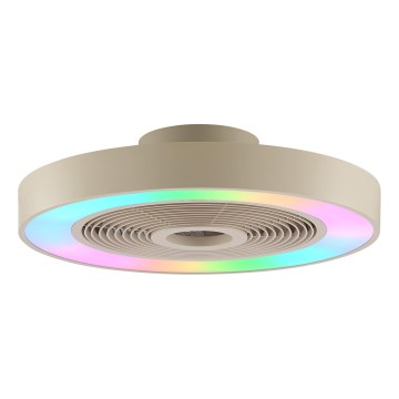 Brilliant - Plafonnier LED RGBW dimmable avec ventilateur CATANIA LED/37W/230V 2700-6500K Ø 48,6 cm beige + télécommande