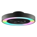 Brilliant - Plafonnier LED RGBW dimmable avec ventilateur CATANIA LED/37W/230V 2700–6500K Ø 48,6 cm noir + télécommande