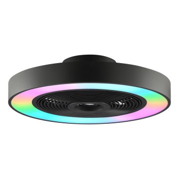 Brilliant - Plafonnier LED RGBW dimmable avec ventilateur CATANIA LED/37W/230V 2700–6500K Ø 48,6 cm noir + télécommande