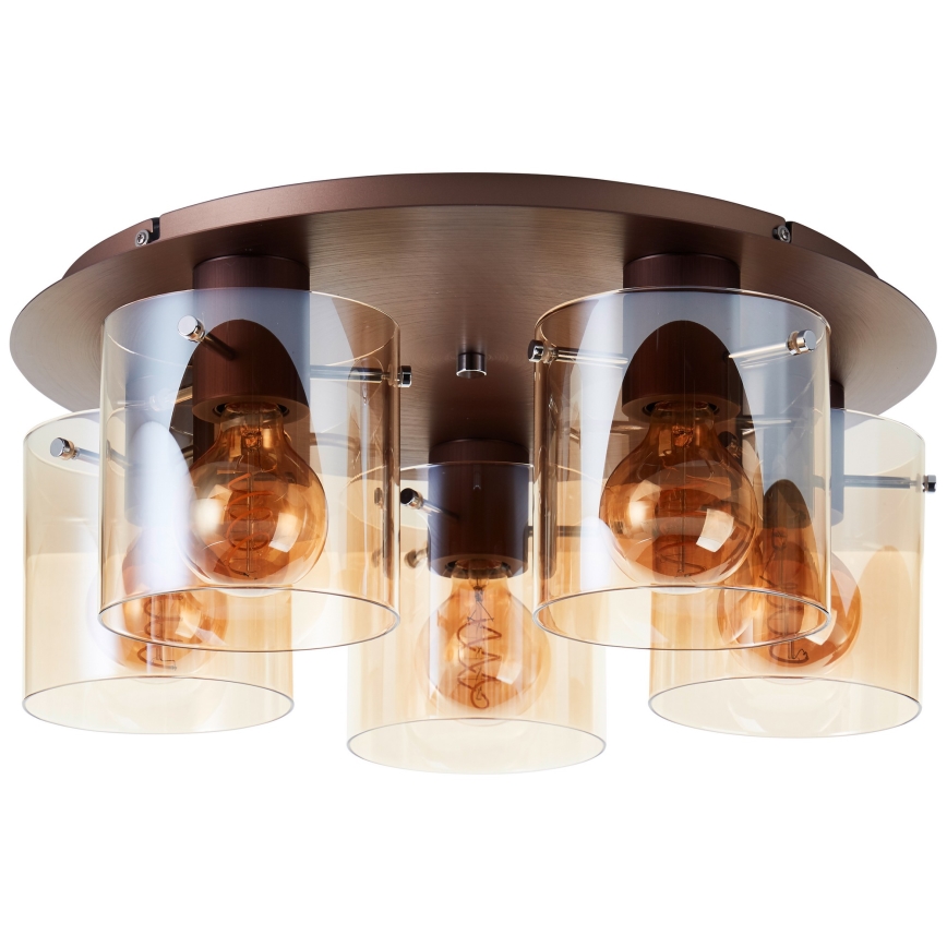 Brilliant - Plafonnier PETJE 5xE27/40W/230V Ø 52 cm marron/fumé