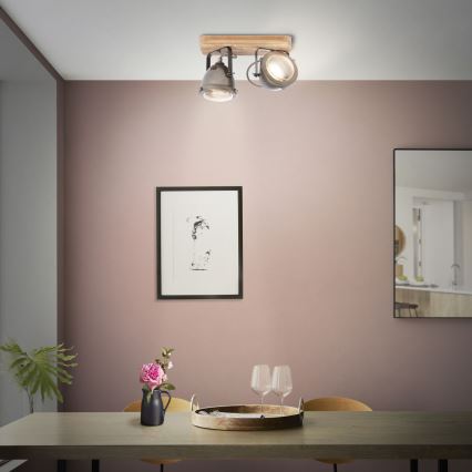 Brilliant - Spot CARMEN WOOD 2xGU10/5W/230V eucalyptus