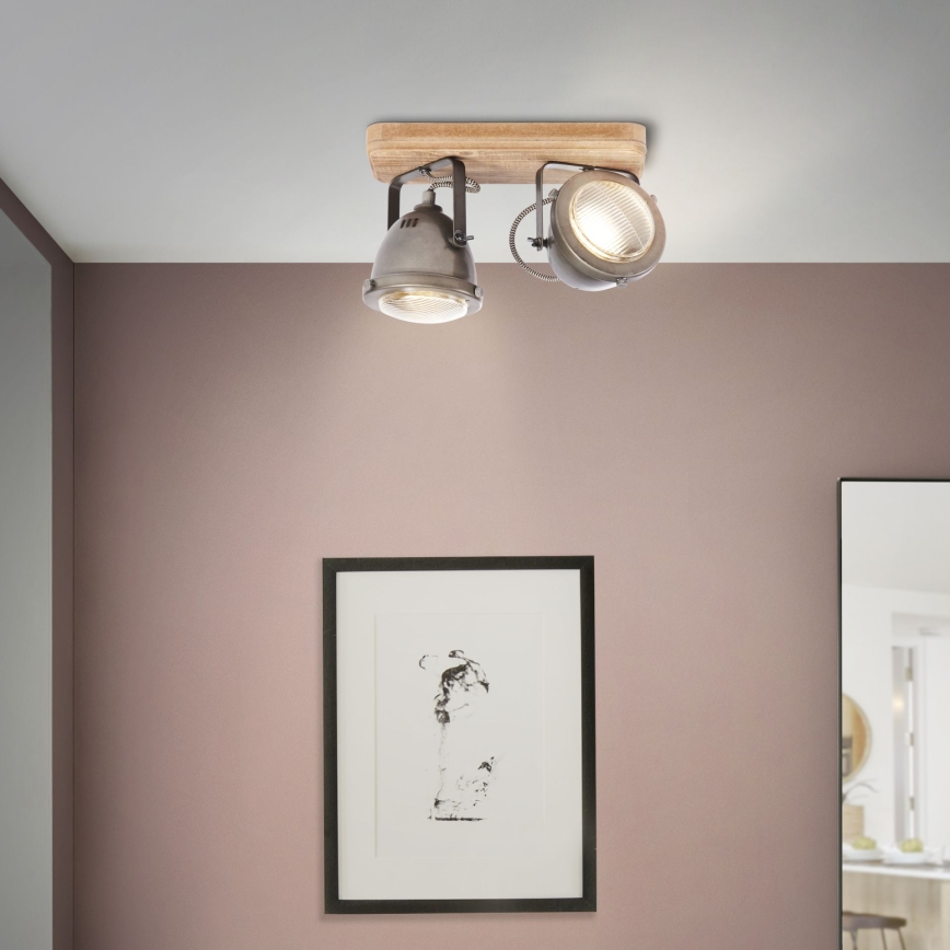 Brilliant - Spot CARMEN WOOD 2xGU10/5W/230V eucalyptus