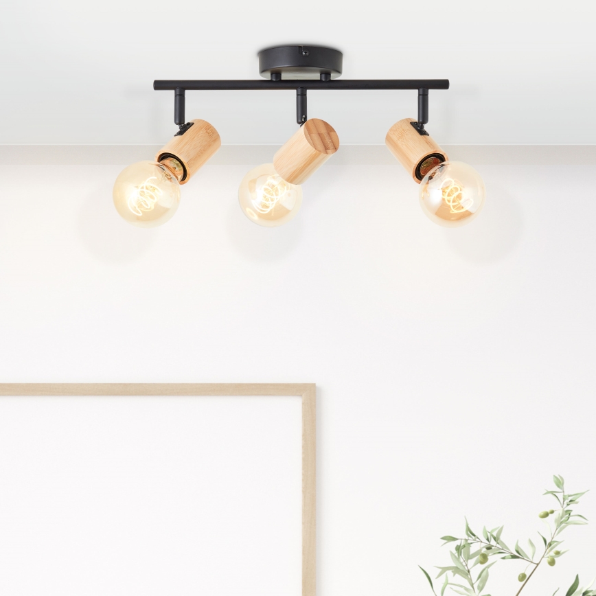 Brilliant - Spot KERRY 3xE27/40W/230V noir/bambou