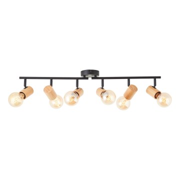 Brilliant - Spot KERRY 6xE27/40W/230V noir/bambou