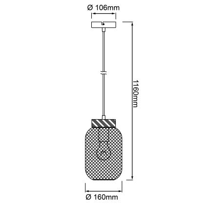 Brilliant - Suspension à câble GIADA 1xE27/40W/230V Ø 16 cm gris