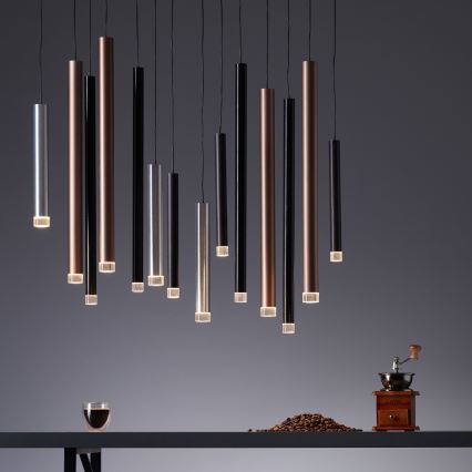 Brilliant - Lustre LED dimmable sur câble CEMBALO LED/60W/230V chrome mat/noir/marron