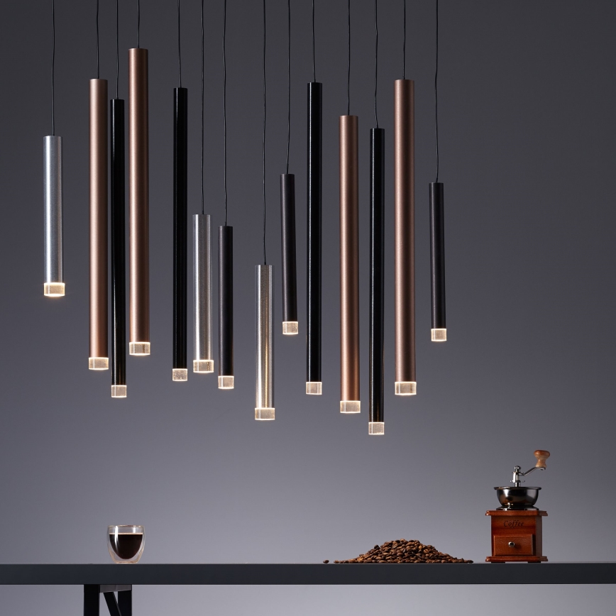 Brilliant - Lustre LED dimmable sur câble CEMBALO LED/60W/230V chrome mat/noir/marron