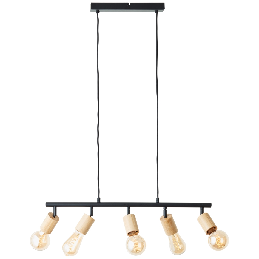 Brilliant - Suspension sur câble 5xE27/28W/230V noir/bambou
