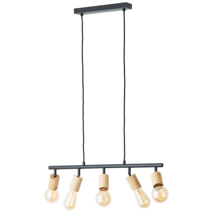 Brilliant - Suspension sur câble 5xE27/28W/230V noir/bambou
