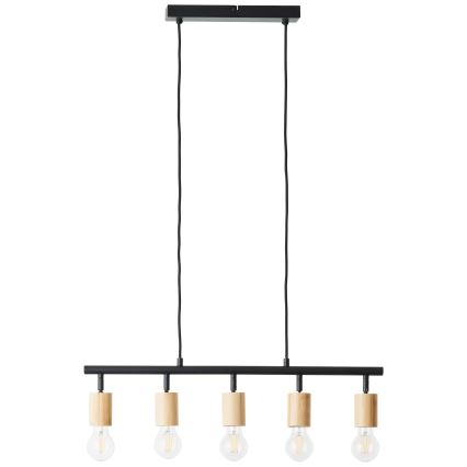 Brilliant - Suspension sur câble 5xE27/28W/230V noir/bambou