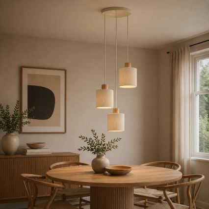 Brilliant - Suspension sur câble ARLO 3xE27/20W/230V diam. 40 cm crème