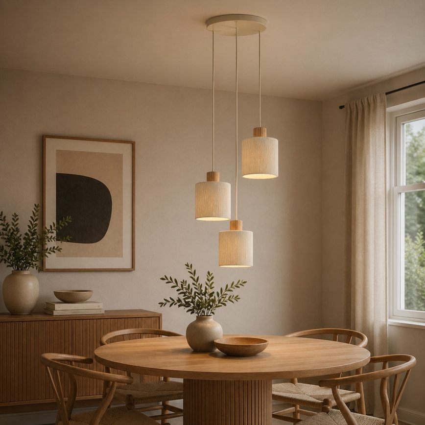 Brilliant - Suspension sur câble ARLO 3xE27/20W/230V diam. 40 cm crème