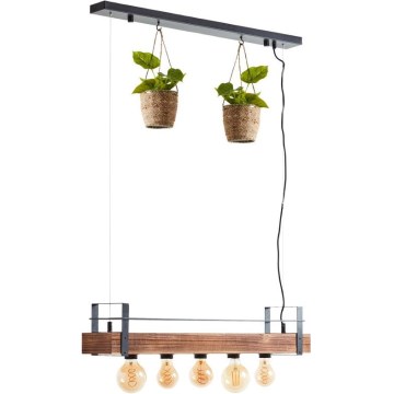 Brilliant - Suspension sur câble BANKWOOD 5xE27/28W/230V peuplier