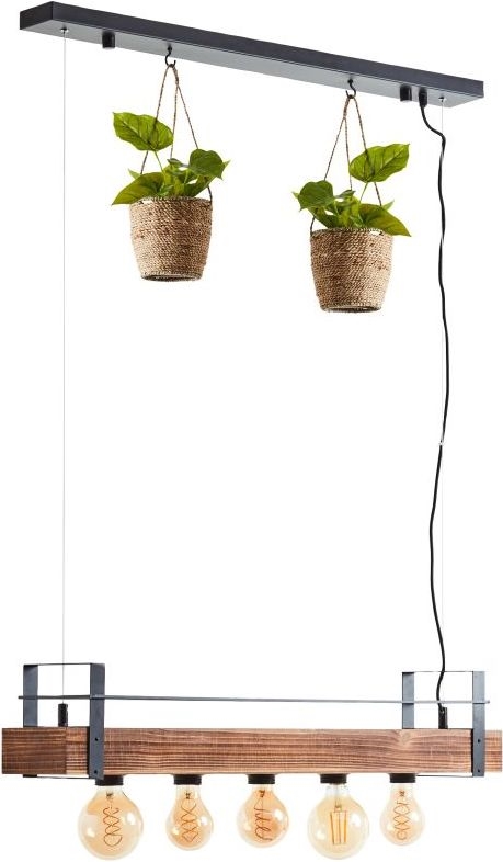 Brilliant - Suspension sur câble BANKWOOD 5xE27/28W/230V peuplier