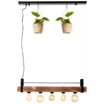 Brilliant - Suspension sur câble BANKWOOD 5xE27/28W/230V peuplier