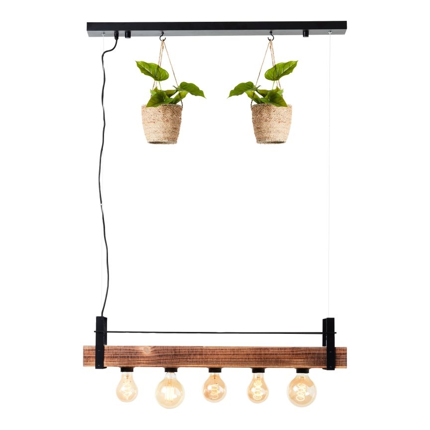 Brilliant - Suspension sur câble BANKWOOD 5xE27/28W/230V peuplier