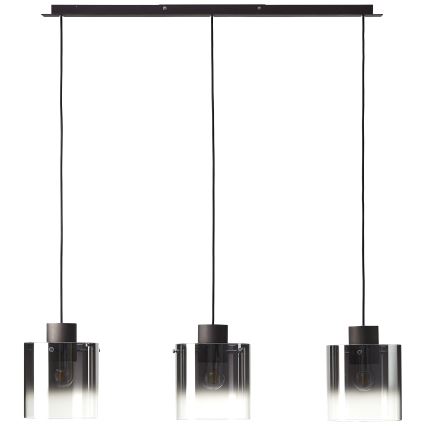 Brilliant - Suspension sur câble BETH 3xE27/60W/230V noir/fumé