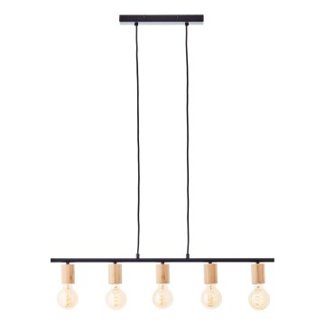 Brilliant - Suspension sur câble KERRY 5xE27/40W/230V noire/bambou