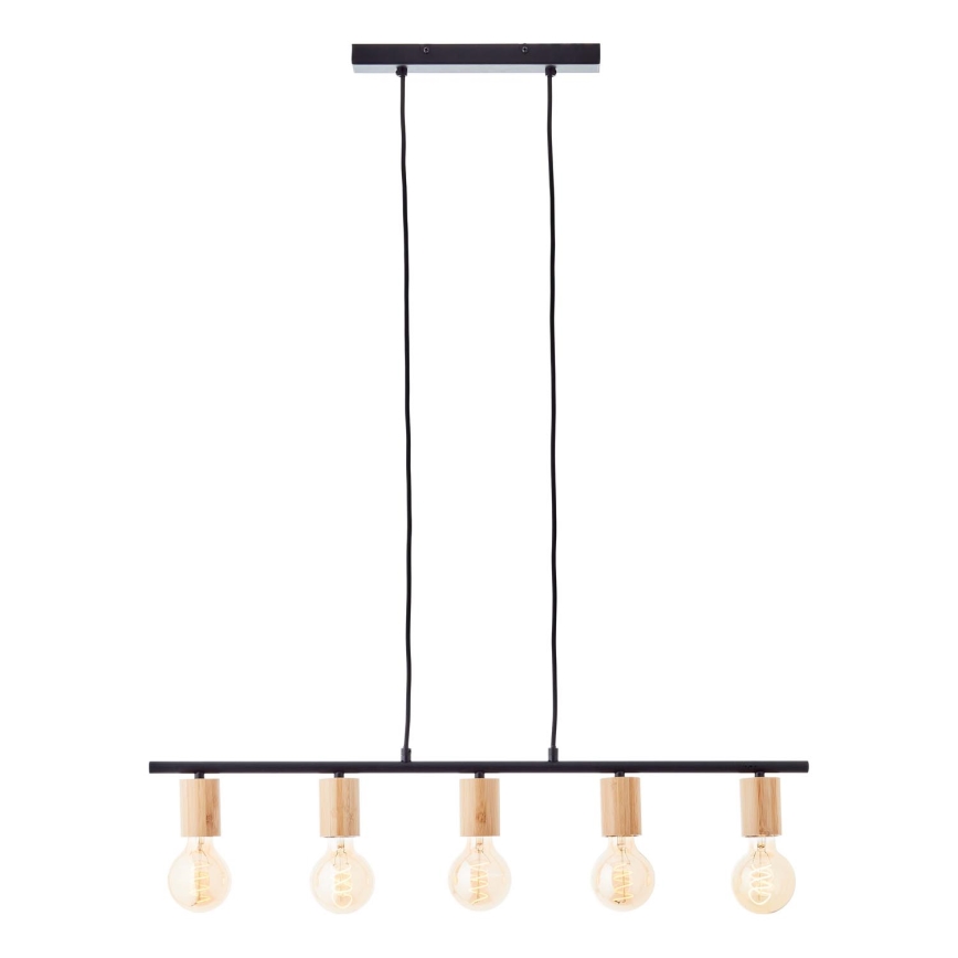 Brilliant - Suspension sur câble KERRY 5xE27/40W/230V noire/bambou