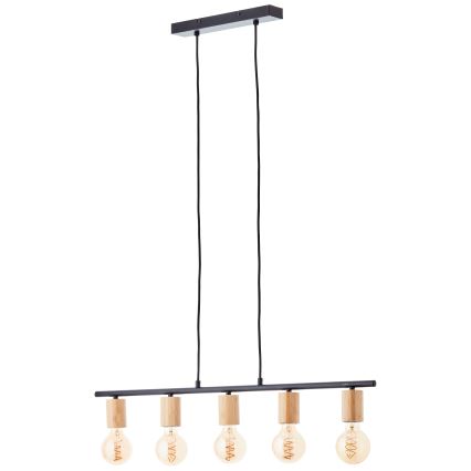 Brilliant - Suspension sur câble KERRY 5xE27/40W/230V noire/bambou