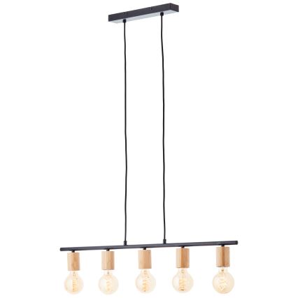 Brilliant - Suspension sur câble KERRY 5xE27/40W/230V noire/bambou