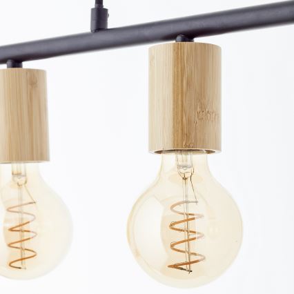 Brilliant - Suspension sur câble KERRY 5xE27/40W/230V noire/bambou