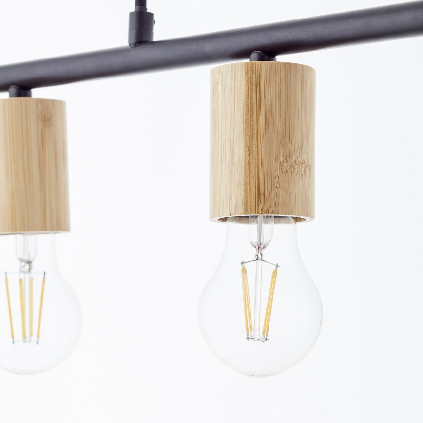 Brilliant - Suspension sur câble KERRY 5xE27/40W/230V noire/bambou