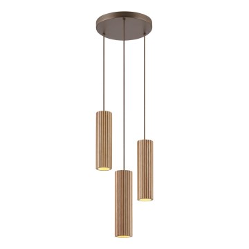 Brilliant - Suspension sur câble LAKEWOOD 3xGU10/10W/230V diam. 28 cm marron
