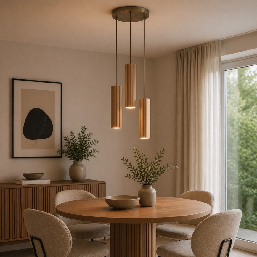 Brilliant - Suspension sur câble LAKEWOOD 3xGU10/10W/230V diam. 28 cm marron