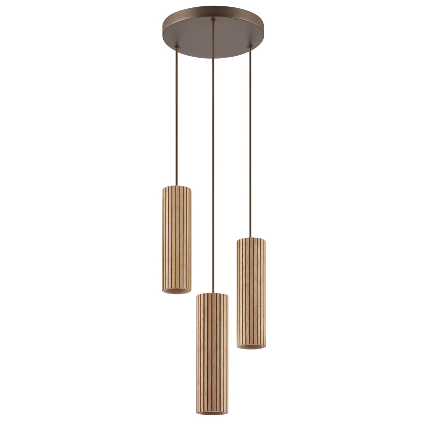 Brilliant - Suspension sur câble LAKEWOOD 3xGU10/10W/230V diam. 28 cm marron