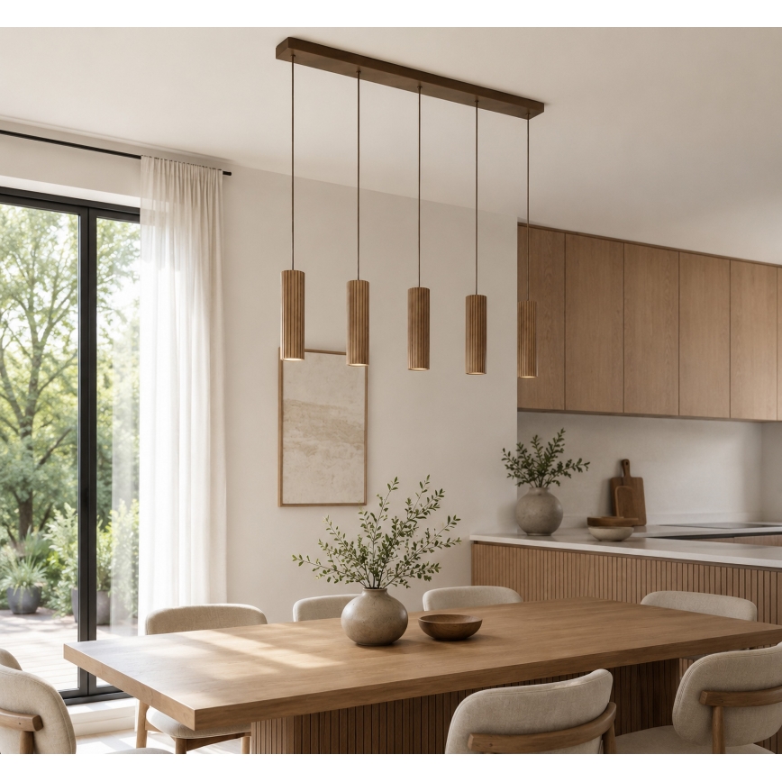 Brilliant - Suspension sur câble LAKEWOOD 5x GU10/10 W/230 V marron