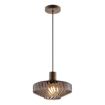 Brilliant - Suspension sur câble LYN 1xE27/20W/230V Ø 28 cm, brun / brun fumé