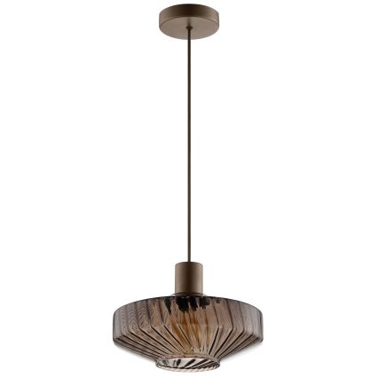 Brilliant - Suspension sur câble LYN 1xE27/20W/230V Ø 28 cm, brun / brun fumé