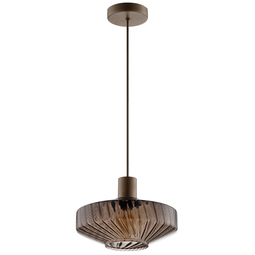 Brilliant - Suspension sur câble LYN 1xE27/20W/230V Ø 28 cm, brun / brun fumé