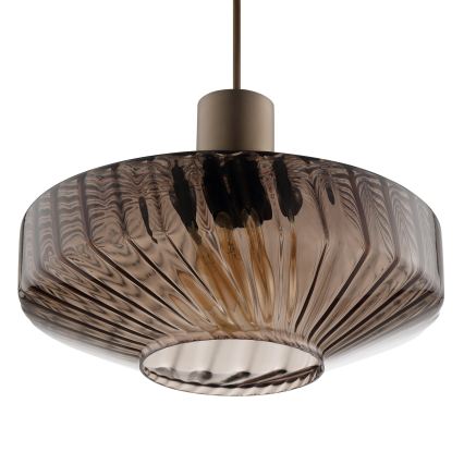 Brilliant - Suspension sur câble LYN 1xE27/20W/230V Ø 28 cm, brun / brun fumé