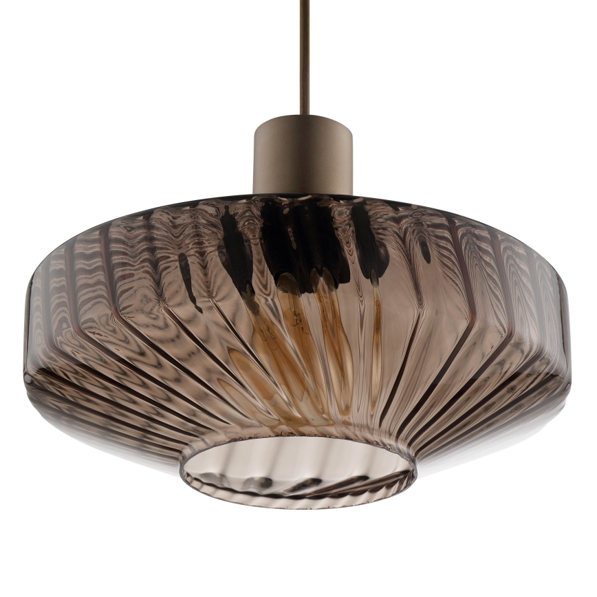 Brilliant - Suspension sur câble LYN 1xE27/20W/230V Ø 28 cm, brun / brun fumé