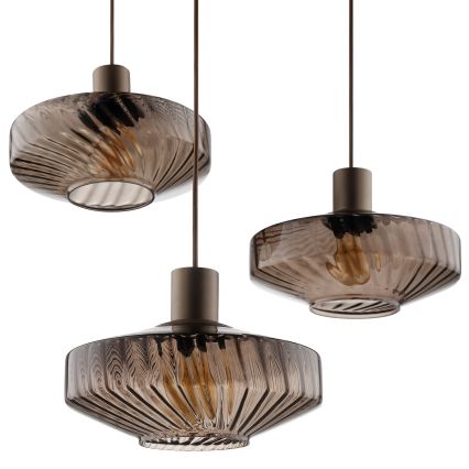 Brilliant - Suspension sur câble LYN 3xE27/20W/230V Ø 69 cm brun/brun fumé