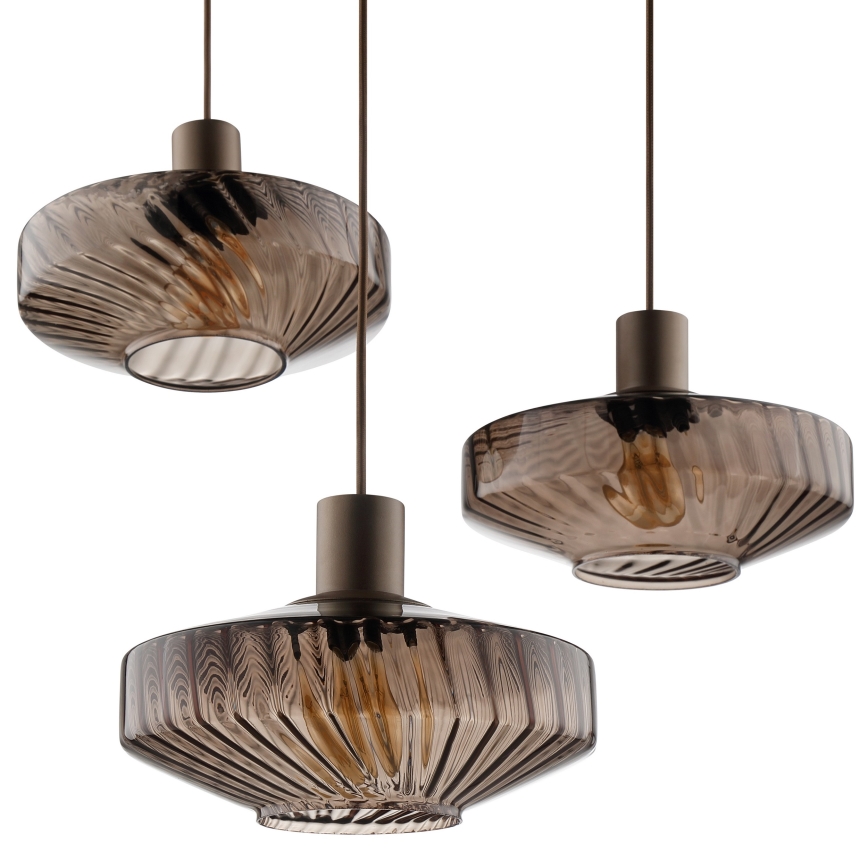 Brilliant - Suspension sur câble LYN 3xE27/20W/230V Ø 69 cm brun/brun fumé