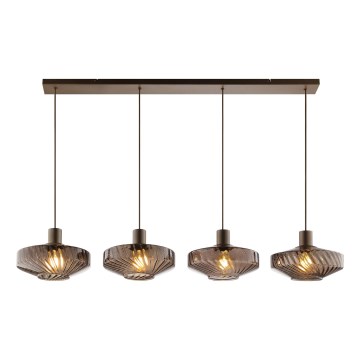 Brilliant - Suspension sur câble LYN 4xE27/20W/230V brun/marron fumé