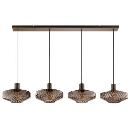 Brilliant - Suspension sur câble LYN 4xE27/20W/230V brun/marron fumé