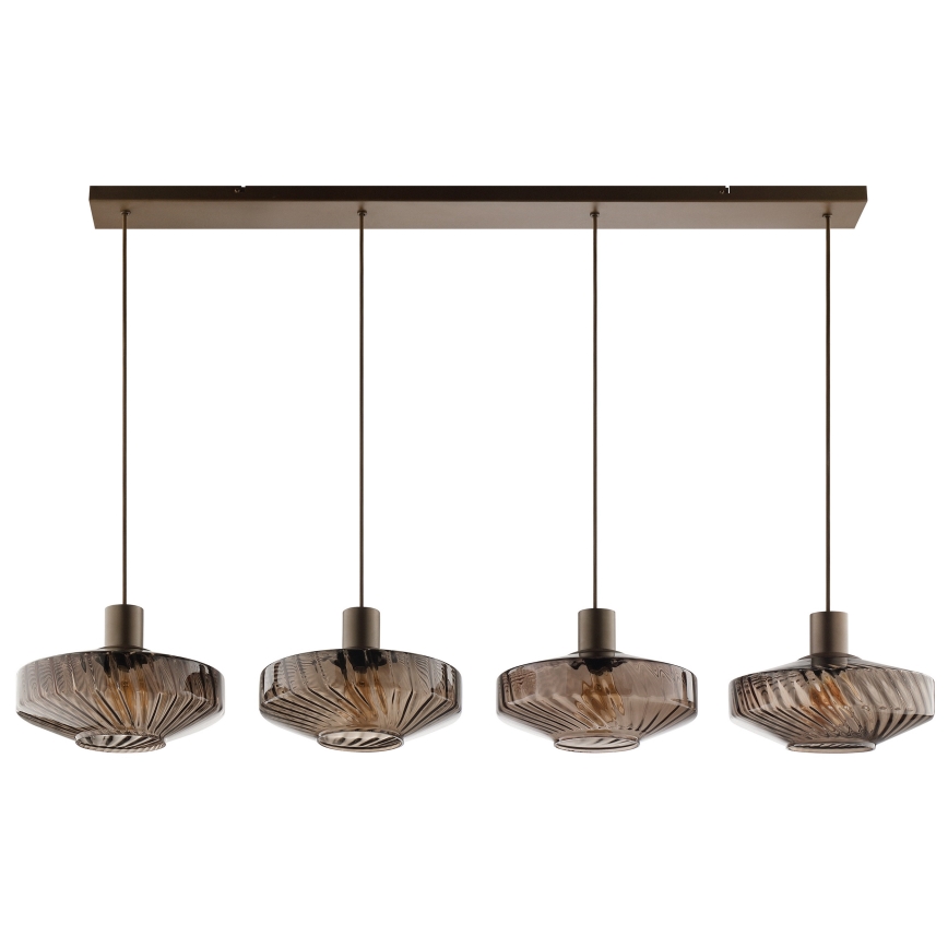 Brilliant - Suspension sur câble LYN 4xE27/20W/230V brun/marron fumé