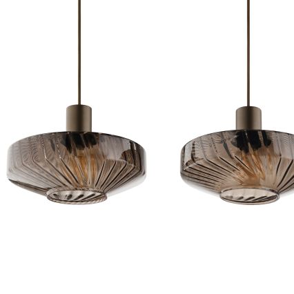 Brilliant - Suspension sur câble LYN 4xE27/20W/230V brun/marron fumé