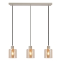 Brilliant - Suspension sur câble LYSKA 3xE27/20W/230V crème/beige fumé