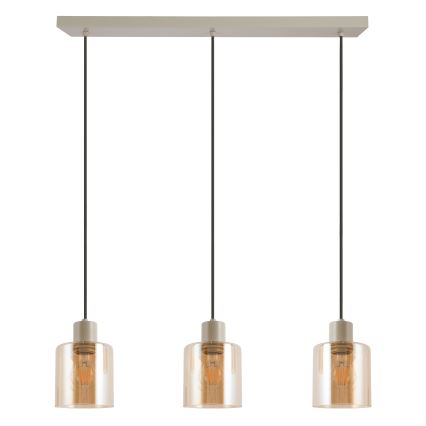 Brilliant - Suspension sur câble LYSKA 3xE27/20W/230V crème/beige fumé