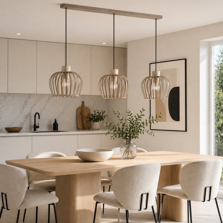 Brilliant - Suspension sur câble NORDIC CAGE 3xE27/20W/230V beige