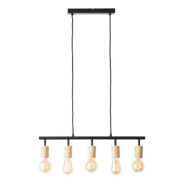 Brilliant - Suspension sur câble TIFFANY 5xE27/28W/230V noir/bambou